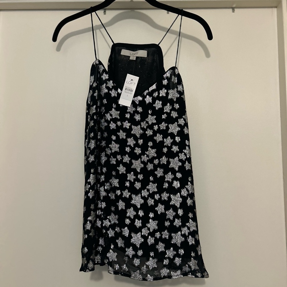 LOFT Black and White Star Pattern Camisole